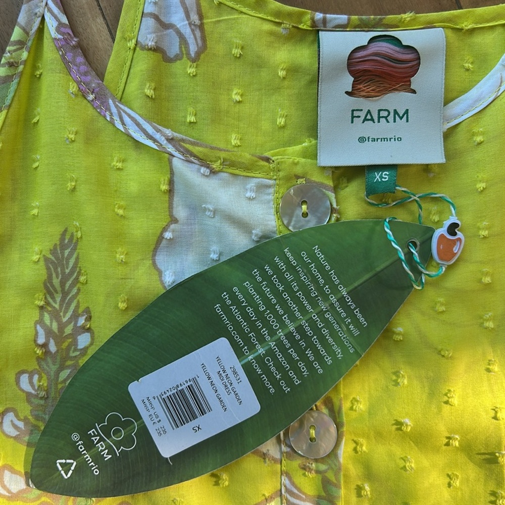 FARM Rio Dress in Vibrant Yellow and White - Picture 4 of 6